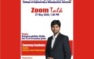 Webinar on “Employability skills for 21st century jobs” by Mr. Swaaruup Gandewar, Founder GTGP was organized for all students of Engineering, MCA and MBA.