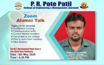 Alumni Talk : Our Proud alumni Mr. Nakul Deshmukh, Assistant Manager, Shriram Trans. Finance guided Mechanical Students.